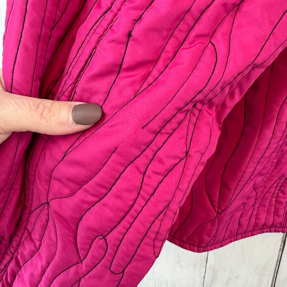 Chico's Pink/Black Reversible Stitched Quilted Full Zip Puffer Jacket Size 3/XL - Picture 12 of 16